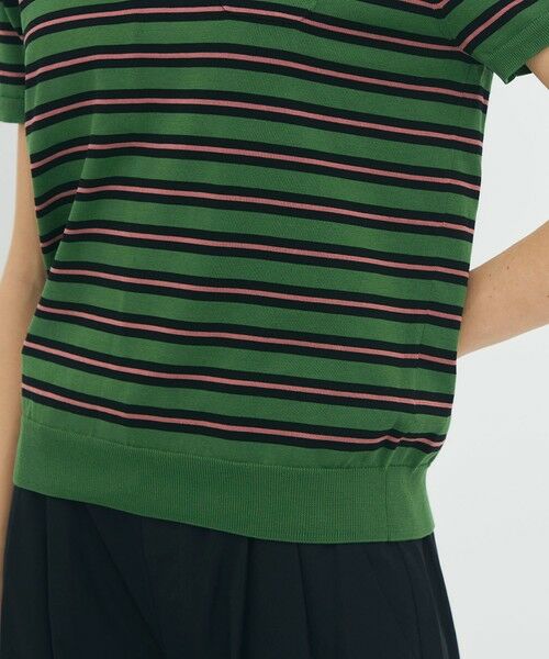 TOMORROWLAND / トゥモローランド ニット・セーター | コットンストライプ ポロハーフスリーブプルオーバー | 詳細7