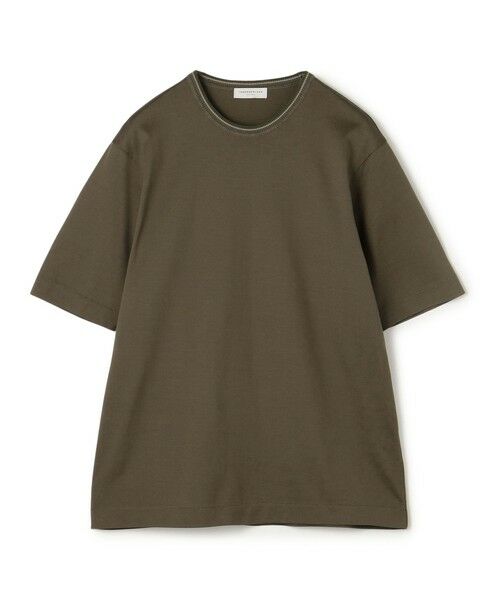 TOMORROWLAND/トゥモローランド スーピマコットン ニットコンビ ハーフスリーブカットソー 57 カーキ L