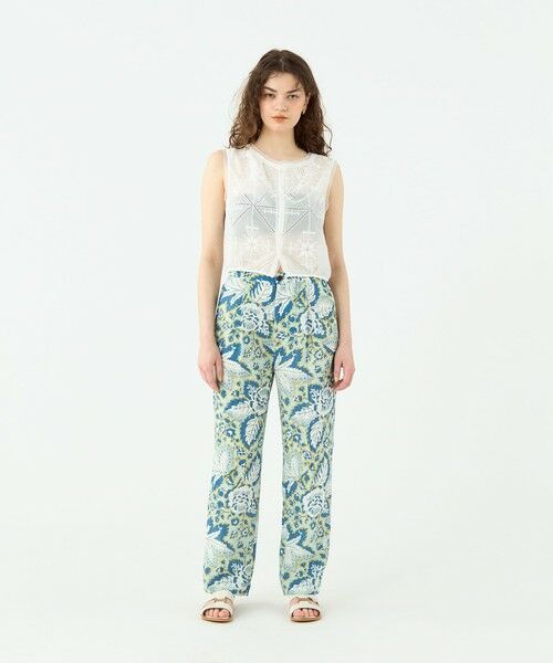 TOMORROWLAND / トゥモローランド その他パンツ | トリアセテートポリエステルリネンプリント タックテーパードパンツ | 詳細1