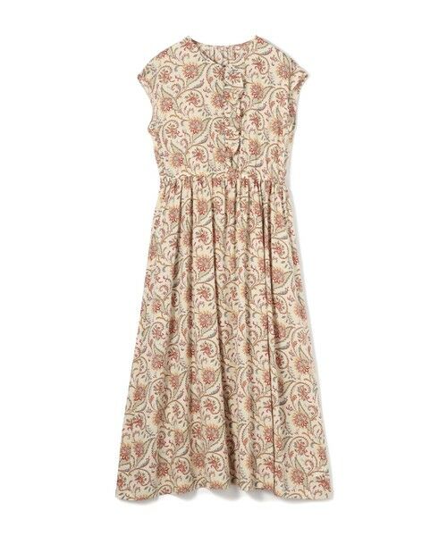 TOMORROWLAND / トゥモローランド ロング・マキシ丈ワンピース | レーヨンプリント アシンメトリーフリルワンピース(42 ライトベージュ系)