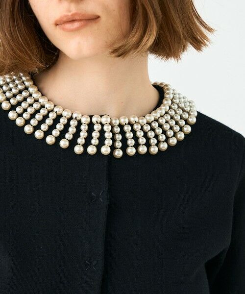 TOMORROWLAND / トゥモローランド カーディガン・ボレロ | ウールポリエステルパールコンビ クルーネックカーディガン | 詳細5