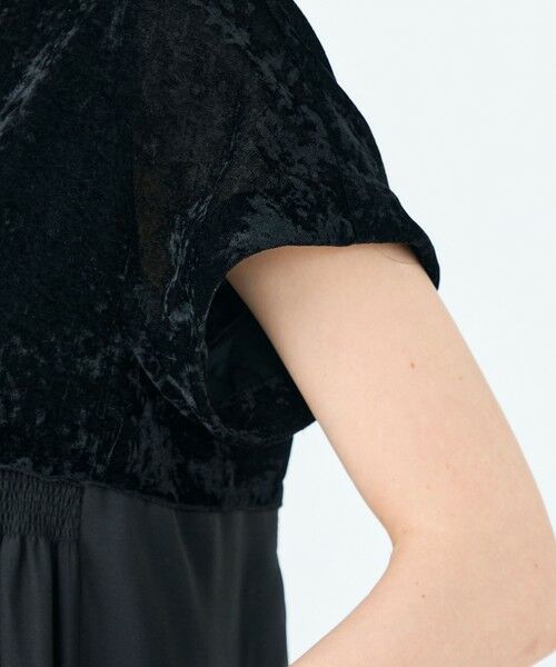 TOMORROWLAND / トゥモローランド ミニ丈・ひざ丈ワンピース | ベルベットコンビ Iラインワンピース | 詳細6