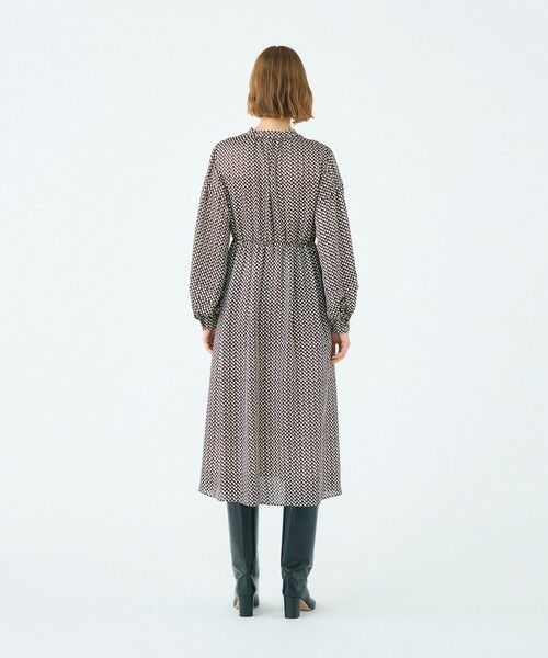 TOMORROWLAND / トゥモローランド ミニ丈・ひざ丈ワンピース | ラグスクエアプリント ウエストギャザーワンピース | 詳細3