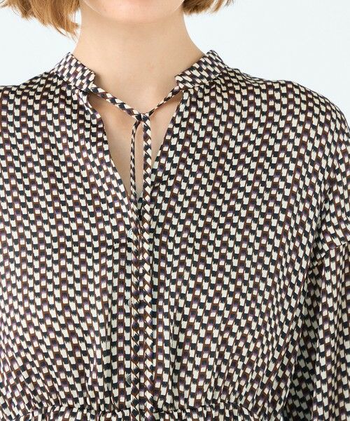 TOMORROWLAND / トゥモローランド ミニ丈・ひざ丈ワンピース | ラグスクエアプリント ウエストギャザーワンピース | 詳細4