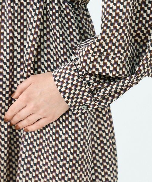 TOMORROWLAND / トゥモローランド ミニ丈・ひざ丈ワンピース | ラグスクエアプリント ウエストギャザーワンピース | 詳細6