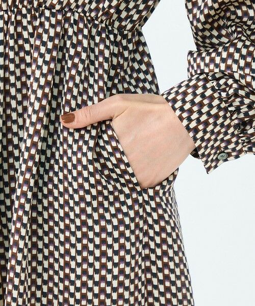 TOMORROWLAND / トゥモローランド ミニ丈・ひざ丈ワンピース | ラグスクエアプリント ウエストギャザーワンピース | 詳細7