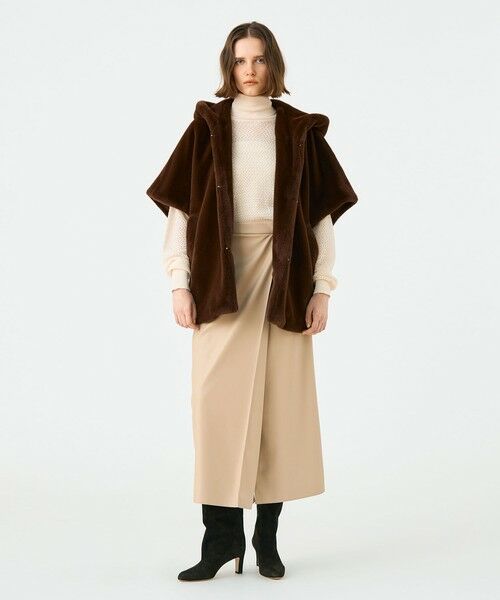 TOMORROWLAND / トゥモローランド その他アウター | スムースファー フーディーポンチョ | 詳細1