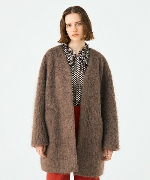 TOMORROWLAND / トゥモローランド その他アウター | フラッフィーシャギー Vカラーミドルコート | 詳細2