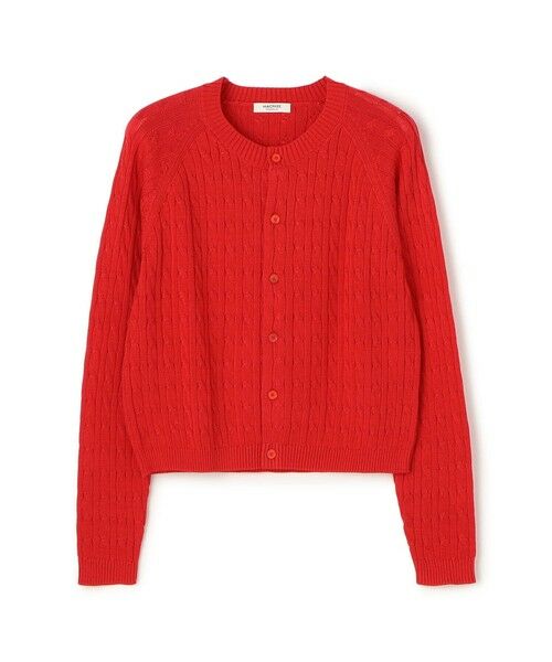 TOMORROWLAND/トゥモローランド ギザケーブル クルーネックカーディガン 35 レッド S(9号)