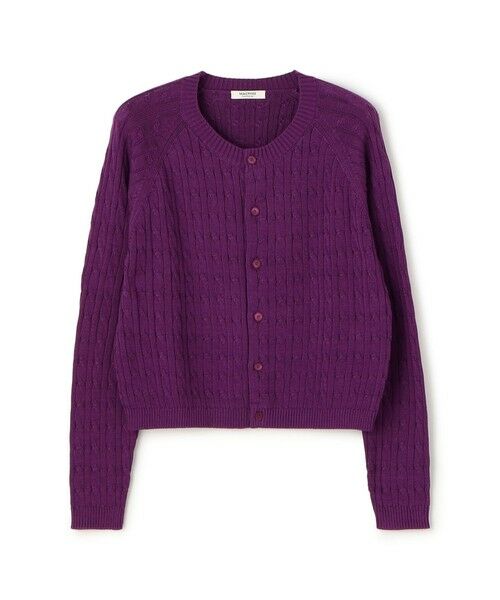 TOMORROWLAND/トゥモローランド ギザケーブル クルーネックカーディガン 75 パープル S(9号)