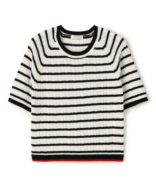 TOMORROWLAND / トゥモローランド ニット・セーター | ギザケーブル ハーフスリーブプルオーバー(18 ブラック系)