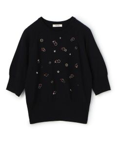 TOMORROWLAND / トゥモローランド ニット・セーター | ウールビジュー ハーフスリーブプルオーバー