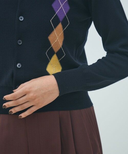 TOMORROWLAND / トゥモローランド カーディガン・ボレロ | プレーンウールアーガイル クルーネックカーディガン | 詳細6