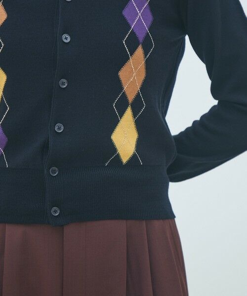 TOMORROWLAND / トゥモローランド カーディガン・ボレロ | プレーンウールアーガイル クルーネックカーディガン | 詳細7