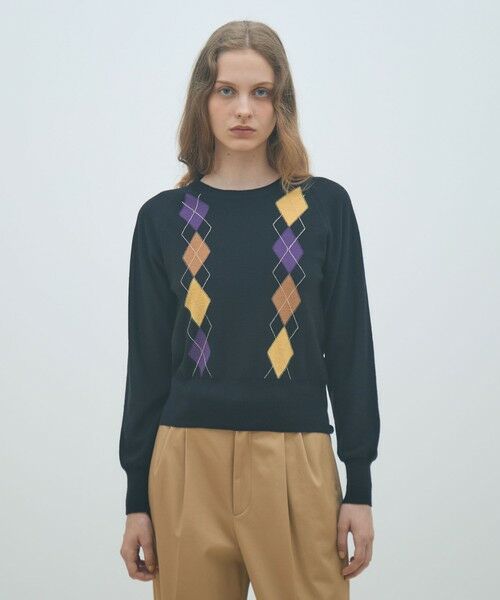 TOMORROWLAND / トゥモローランド ニット・セーター | プレーンウールアーガイル クルーネックプルオーバー | 詳細2