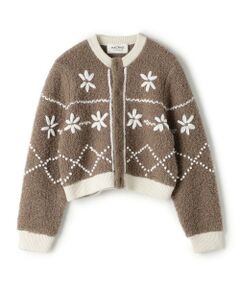 TOMORROWLAND / トゥモローランド カーディガン・ボレロ | ムートンエンブロイダリー クルーネックカーディガン