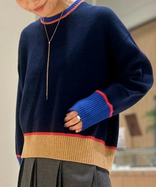 トゥモローランドMACPHEEニュージーランドラムウール100%配色切替えニット トゥモローランドMACPHEEニュージーランドラムウール100%配色