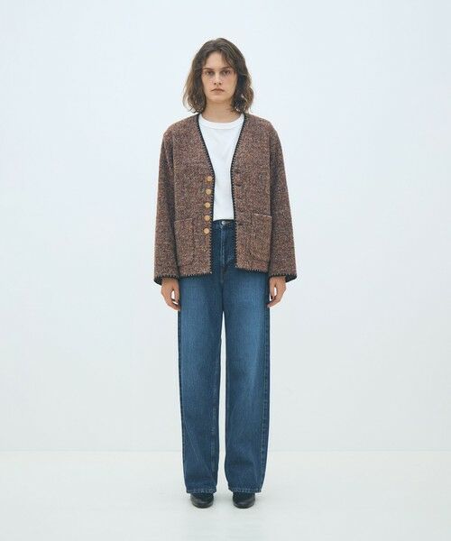 TOMORROWLAND / トゥモローランド ノーカラージャケット | スライバージャージー Vカラージャケット | 詳細1