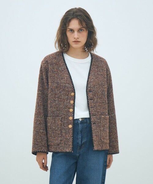 TOMORROWLAND / トゥモローランド ノーカラージャケット | スライバージャージー Vカラージャケット | 詳細2