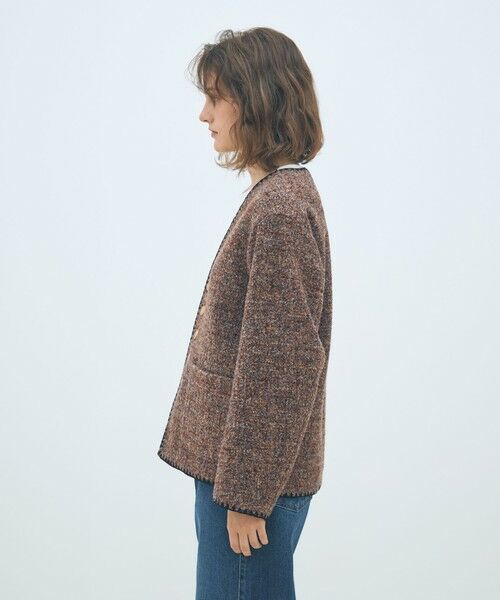 TOMORROWLAND / トゥモローランド ノーカラージャケット | スライバージャージー Vカラージャケット | 詳細3