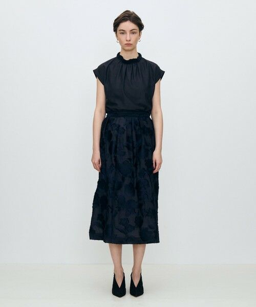 TOMORROWLAND / トゥモローランド ミニ・ひざ丈スカート | シアーカットフラワー タックフレアスカート | 詳細1