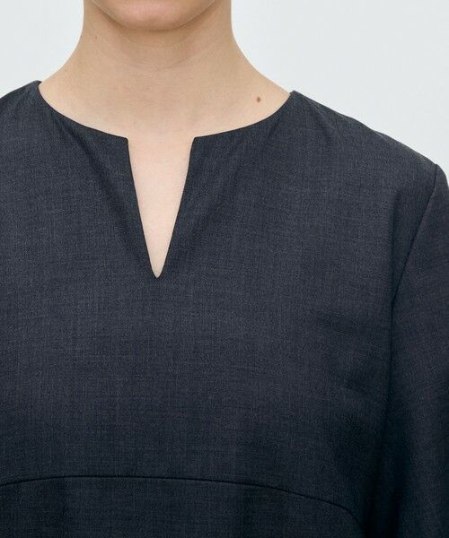 TOMORROWLAND / トゥモローランド ミニ丈・ひざ丈ワンピース | スーパーウールウィーブ ハイウエストIラインワンピース | 詳細4