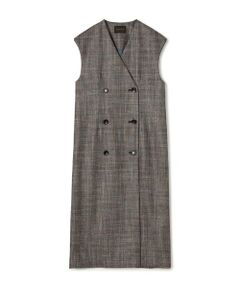 TOMORROWLAND / トゥモローランド ミニ丈・ひざ丈ワンピース | SILK AIR GLEN CHECK ジレワンピース