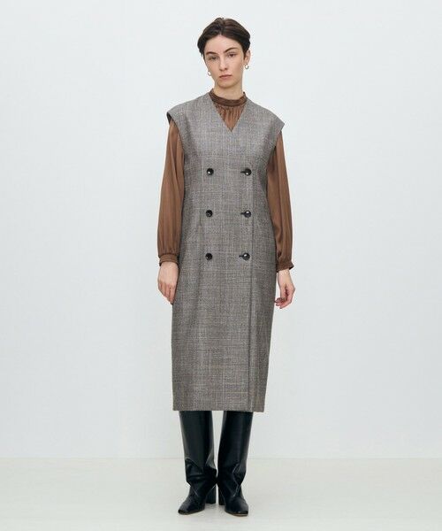 TOMORROWLAND / トゥモローランド ミニ丈・ひざ丈ワンピース | SILK AIR GLEN CHECK ジレワンピース | 詳細1