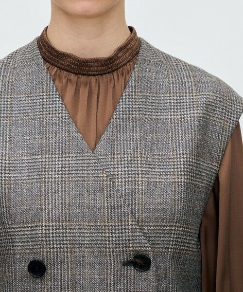 TOMORROWLAND / トゥモローランド ミニ丈・ひざ丈ワンピース | SILK AIR GLEN CHECK ジレワンピース | 詳細4