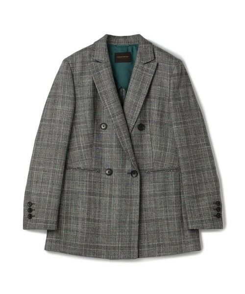 TOMORROWLAND/トゥモローランド SILK AIR GLEN CHECK ダブルブレストジャケット 16 グレー系 36(9号) TOMORROWLAND/トゥモローランド SILK AIR GLEN CHECK ダブルブレストジャケット 16 グレー系 36(9号)