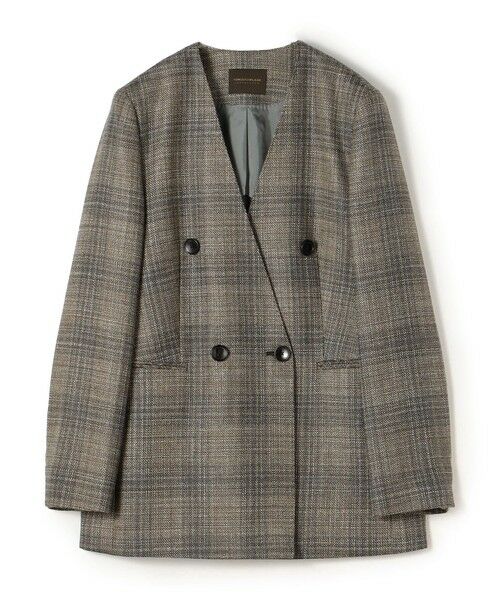 TOMORROWLAND/トゥモローランド SILK AIR ERICA Vカラーダブルブレストジャケット 46 ブラウン系 36(9号) TOMORROWLAND/トゥモローランド SILK AIR ERICA Vカラーダブルブレストジャケット 46 ブラウン系 36(9号)