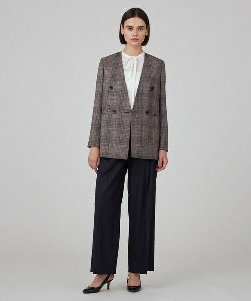 TOMORROWLAND / トゥモローランド ノーカラージャケット | SILK AIR ERICA Vカラーダブルブレストジャケット | 詳細1