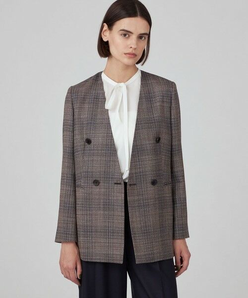 TOMORROWLAND / トゥモローランド ノーカラージャケット | SILK AIR ERICA Vカラーダブルブレストジャケット | 詳細10