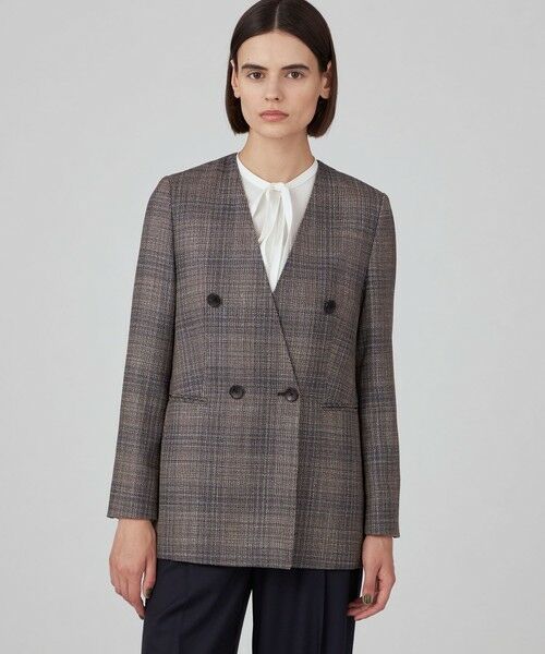 TOMORROWLAND / トゥモローランド ノーカラージャケット | SILK AIR ERICA Vカラーダブルブレストジャケット | 詳細2