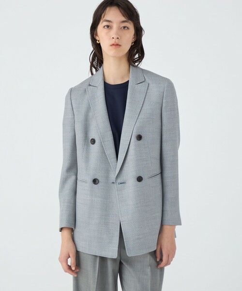 TOMORROWLAND / トゥモローランド テーラードジャケット | JERSELY BLUE ダブルブレストジャケット | 詳細2