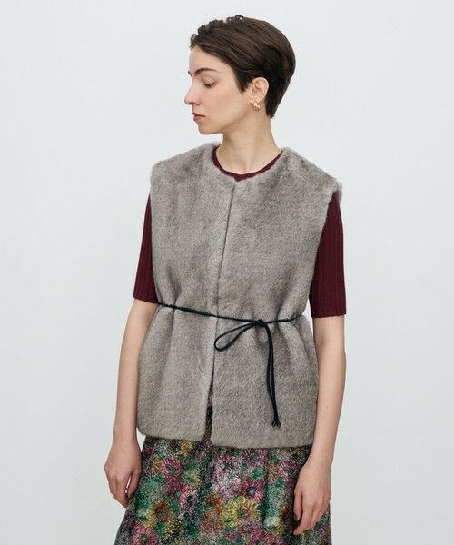 TOMORROWLAND / トゥモローランド ベスト | フェイクミンク ベルテッドジレ | 詳細2