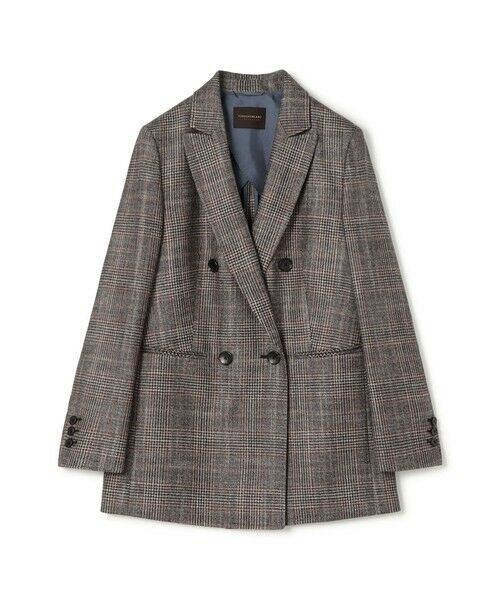 TOMORROWLAND / トゥモローランド テーラードジャケット | SILK AIR GLEN CHECK ダブルブレストジャケット(66 ネイビー系)