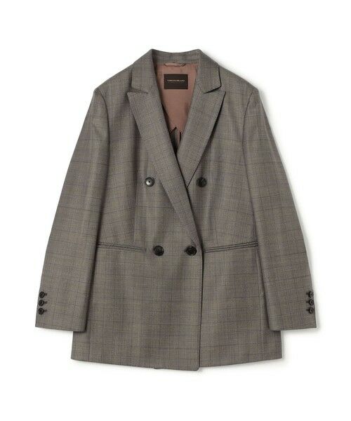 TOMORROWLAND/トゥモローランド 365 GLEN CHECK ダブルブレストジャケット 46 ブラウン系 36(9号)