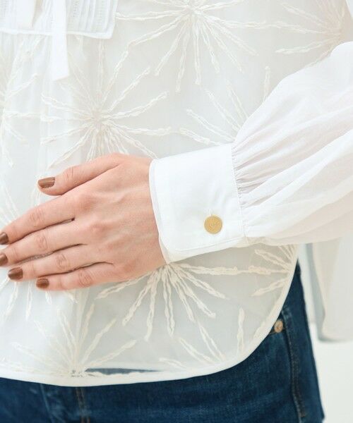 TOMORROWLAND / トゥモローランド シャツ・ブラウス(半袖以外) | ホワイトコンビネーション エンブロイダリーボウタイブラウス | 詳細6