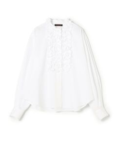 トゥモローランド パンチング ノーカラーブラウス シャツ ホワイト 定価2万 c-2508-14015401103_11.jpg
