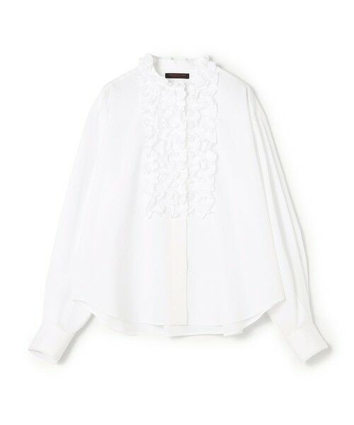 TOMORROWLAND/トゥモローランド ホワイトコンビネーション ラッフルブラウス 11 ホワイト 36(9号)