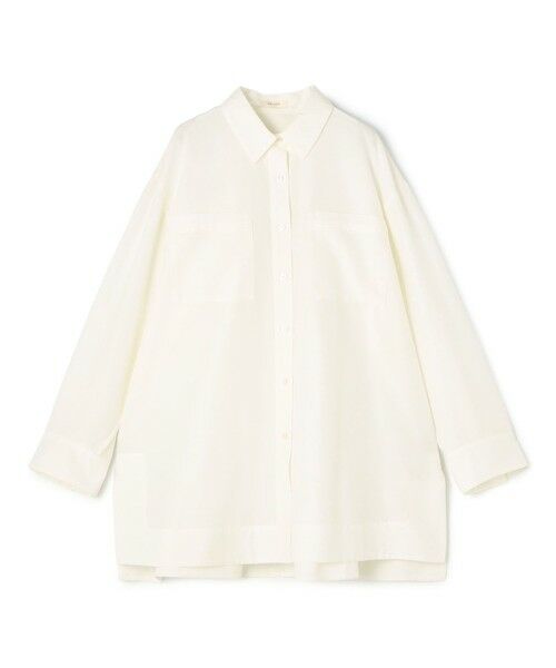 TOMORROWLAND/トゥモローランド コットンシルクポプリン チュニックシャツ 11 ホワイト F