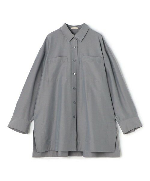 TOMORROWLAND/トゥモローランド コットンシルクポプリン チュニックシャツ 63 ライトブルー F