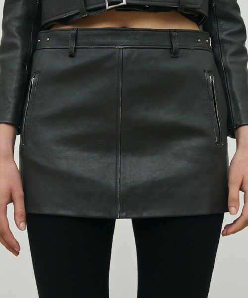 TOMORROWLAND / トゥモローランド ミニ・ひざ丈スカート | ヴィンテージレザー ローライズミニスカート | 詳細5