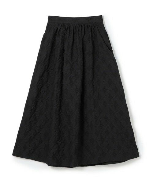 TOMORROWLAND/トゥモローランド アーガイルジャカード フレアロングスカート 19 ブラック 34(7号)