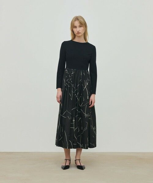 TOMORROWLAND / トゥモローランド ロング・マキシ丈ワンピース | コードステッチプリント コンビコクーンワンピース | 詳細1