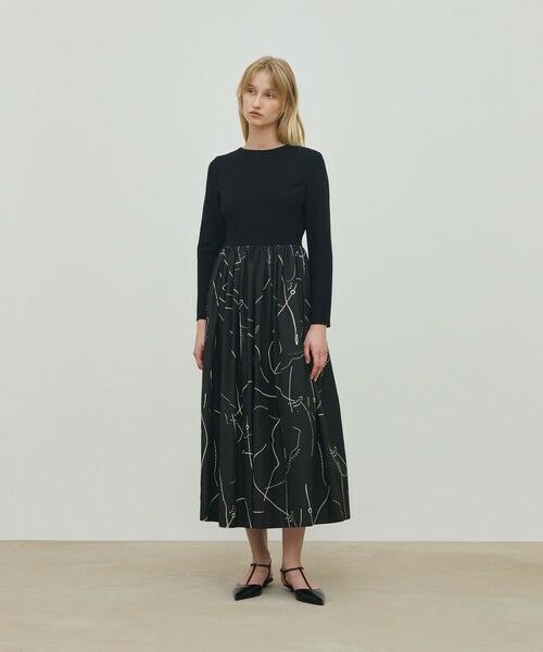 TOMORROWLAND / トゥモローランド ロング・マキシ丈ワンピース | コードステッチプリント コンビコクーンワンピース | 詳細2