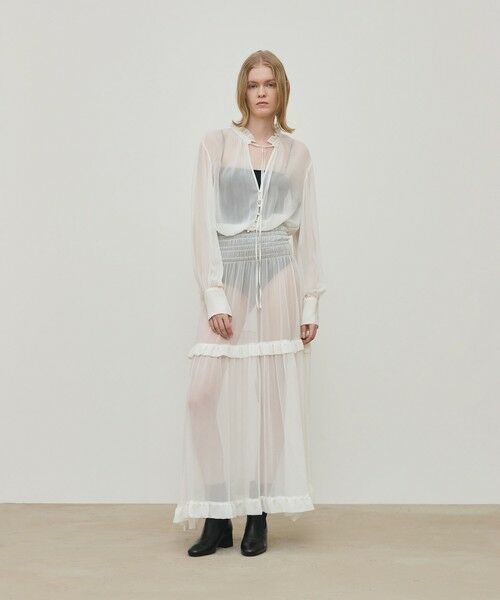 TOMORROWLAND / トゥモローランド ロング・マキシ丈ワンピース | シルクシフォン ラッフルマキシワンピース | 詳細1