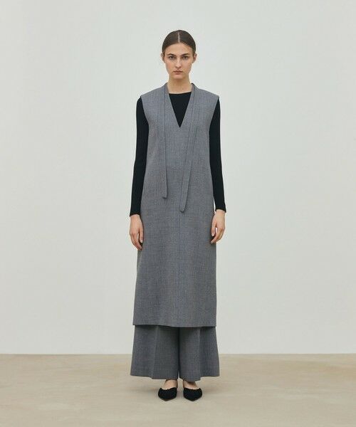 TOMORROWLAND / トゥモローランド ロング・マキシ丈ワンピース | ウールジョーゼット Vネックワンピース | 詳細1