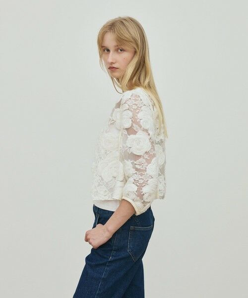 TOMORROWLAND / トゥモローランド ノーカラージャケット | リバーレース クロップドジャケット | 詳細3